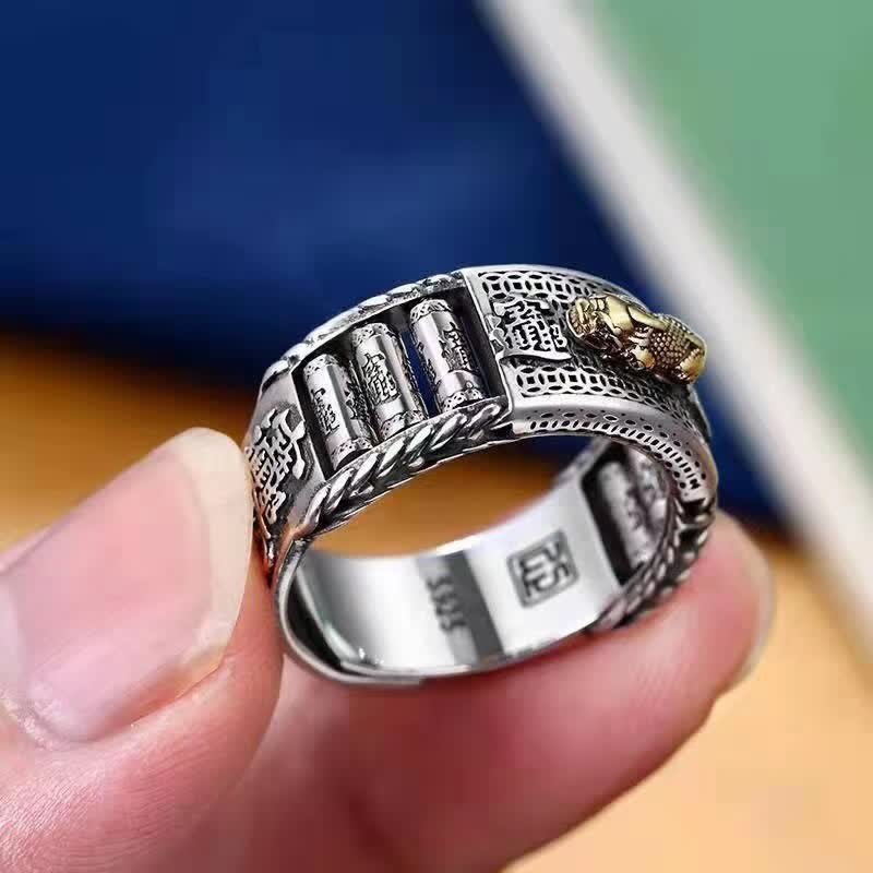 Lucky FengShui PiXiu Wealth Prayer Wheels Couple Ring