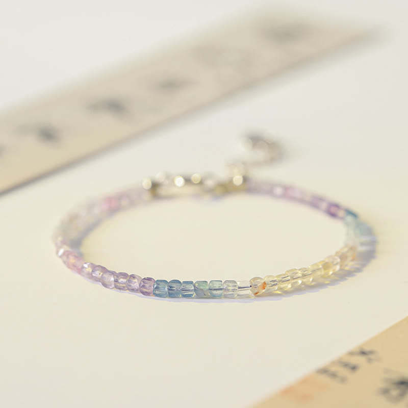 2.5mm Fluorite Ultra-thin Beads 14k Gold Plated Copper Heart Power Bracelet