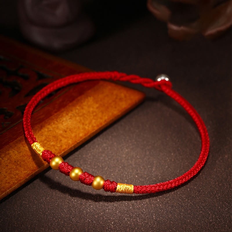 999 Gold Beads Luck King Kong Knot Handmade Braided Protection Bracelet