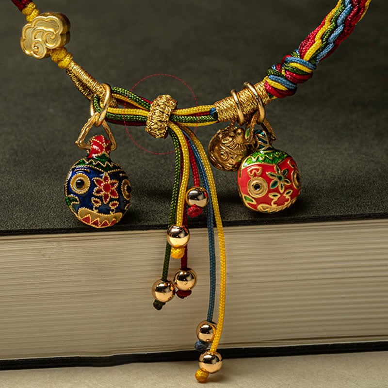 Gold Swallowing Beast Family Luck Reincarnation Knot Colorful String Bracelet