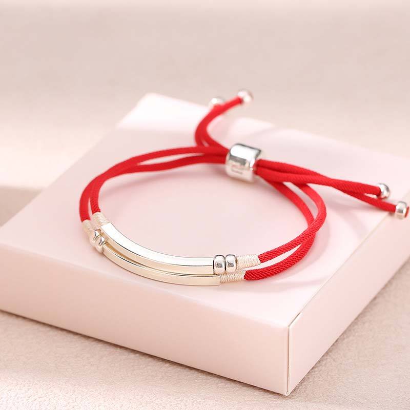 925 Sterling Silver Red String Layered Braid Bracelet