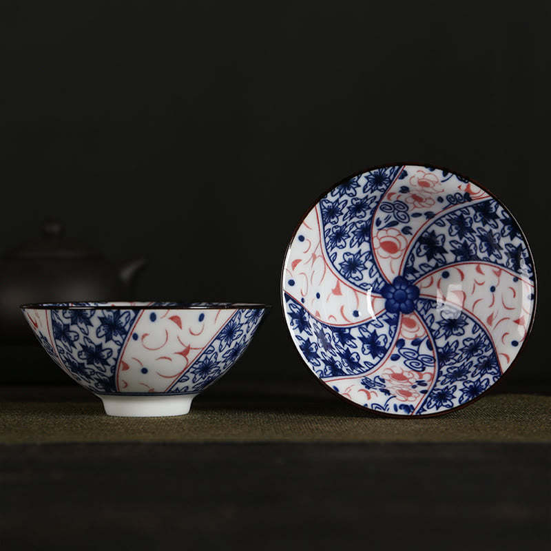 Flowers Fu Character Mountains Lotus Cherry Blossoms Ceramic Teacup Kung Fu Tea Cup