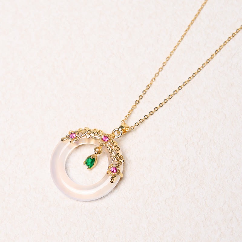 Green Chalcedony Peace Buckle Design Strength Necklace Pendant