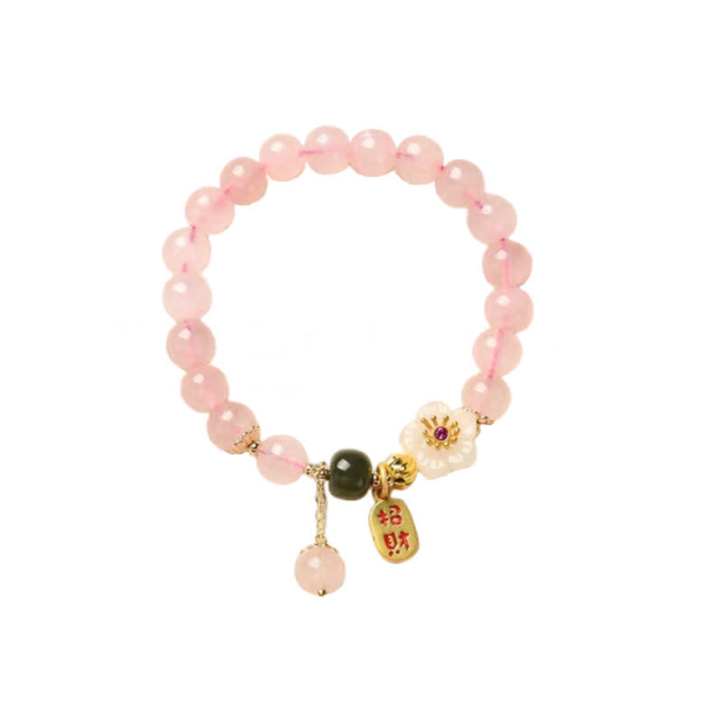 Natural Pink Crystal Jade Flower Warm Love Bracelet