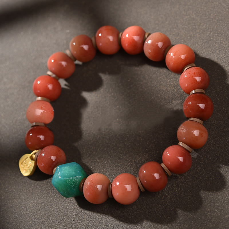 Tibetan Natural Camel Bone Dzi Bead Bodhi Seed Charm Luck Bracelet