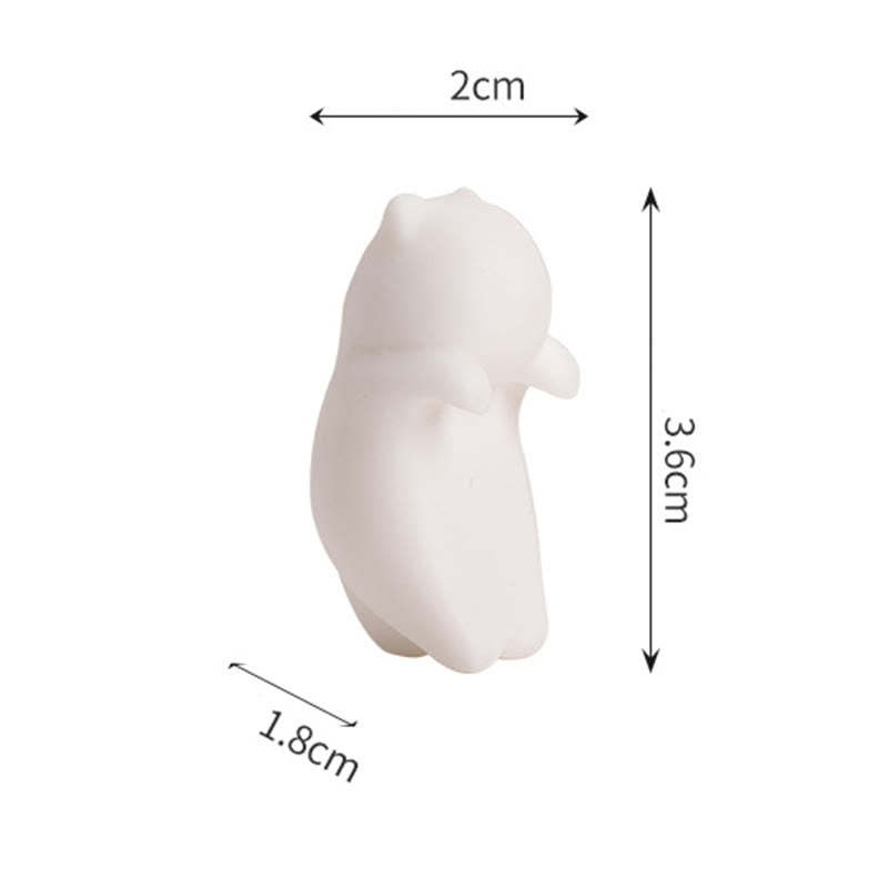 Mini Hanging White Cat Tea Pet Ceramic Home Desk Figurine Decoration