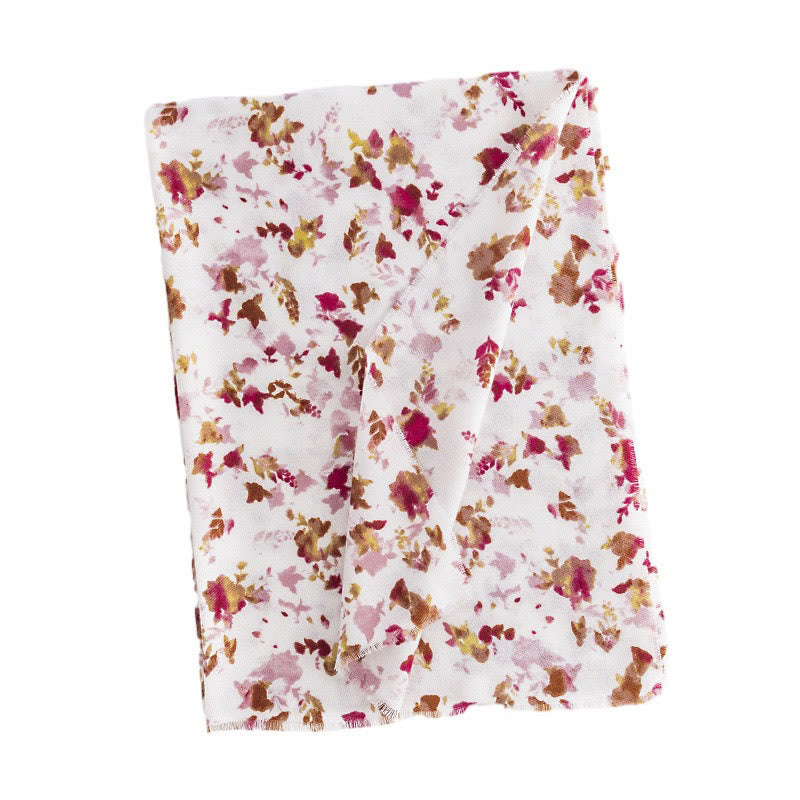 Tibetan Floral Falling Leaves Print Shawl Fall Winter Cozy Warm Travel Scarf Wrap