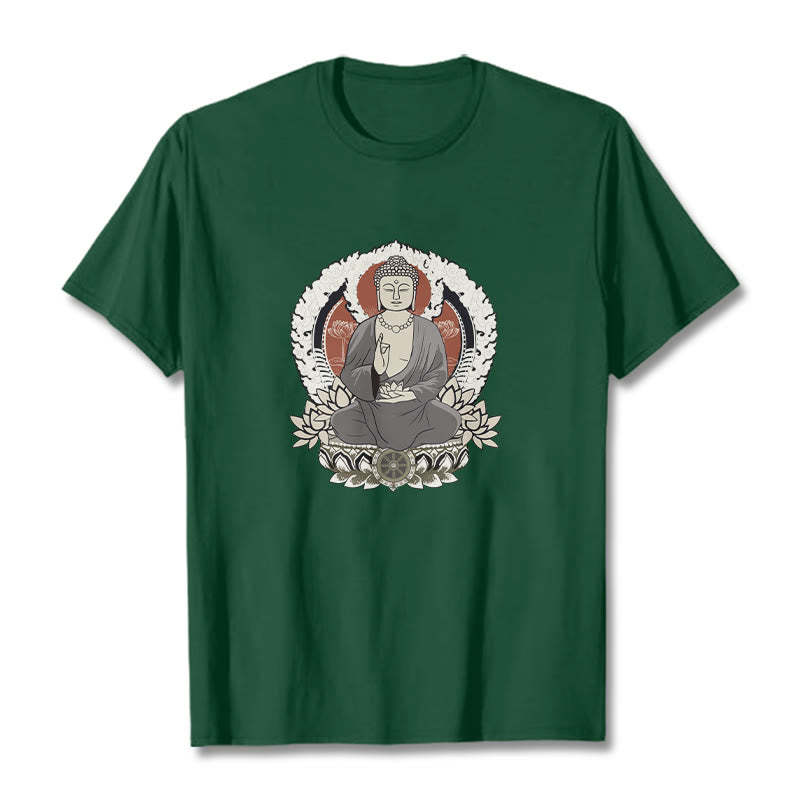 Meditating mystic zen Sitting With Lotus Pattern Tee T-shirt