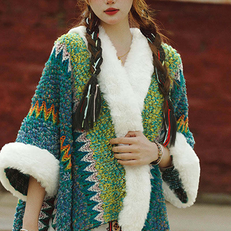 Tibetan Multicolored Striped Shawl Winter Cozy Travel Scarf Wrap
