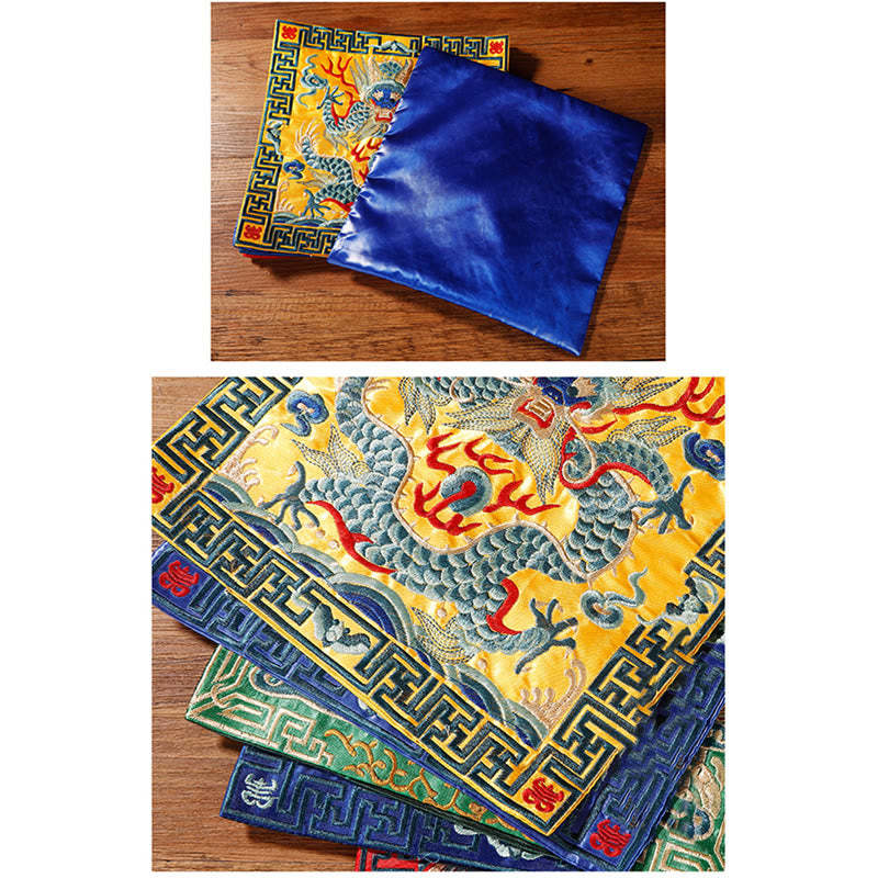 Crane Phoenix Dragon Kirin Embroidered Cup Mat Pad Tea Cup Coaster Square Kung Fu Tea Mat