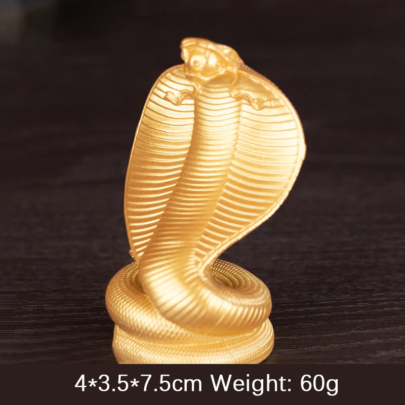 Year Of The Snake Golden Bronze Cobra Resin Statue Home Decoration