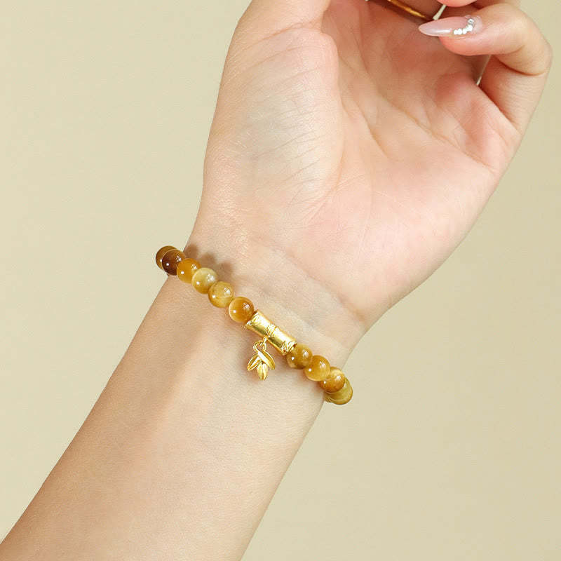 Tiger Eye Fu Character Bamboo Koi Fish Lotus Om Mani Padme Hum Protection Bracelet