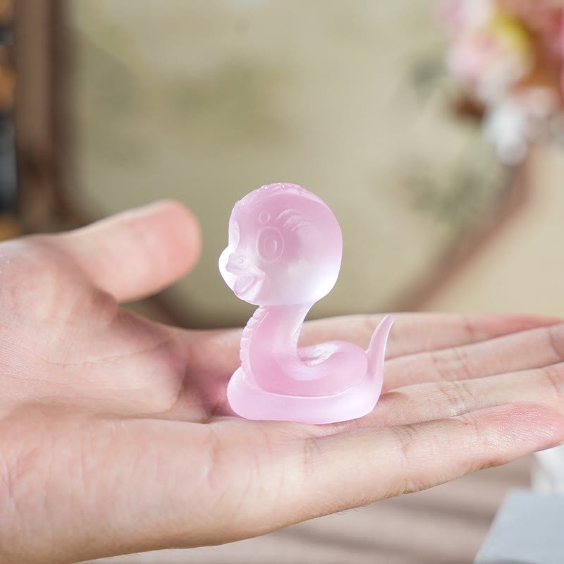 Small Cute Year Of The Snake Liuli Art Piece Home Decoration