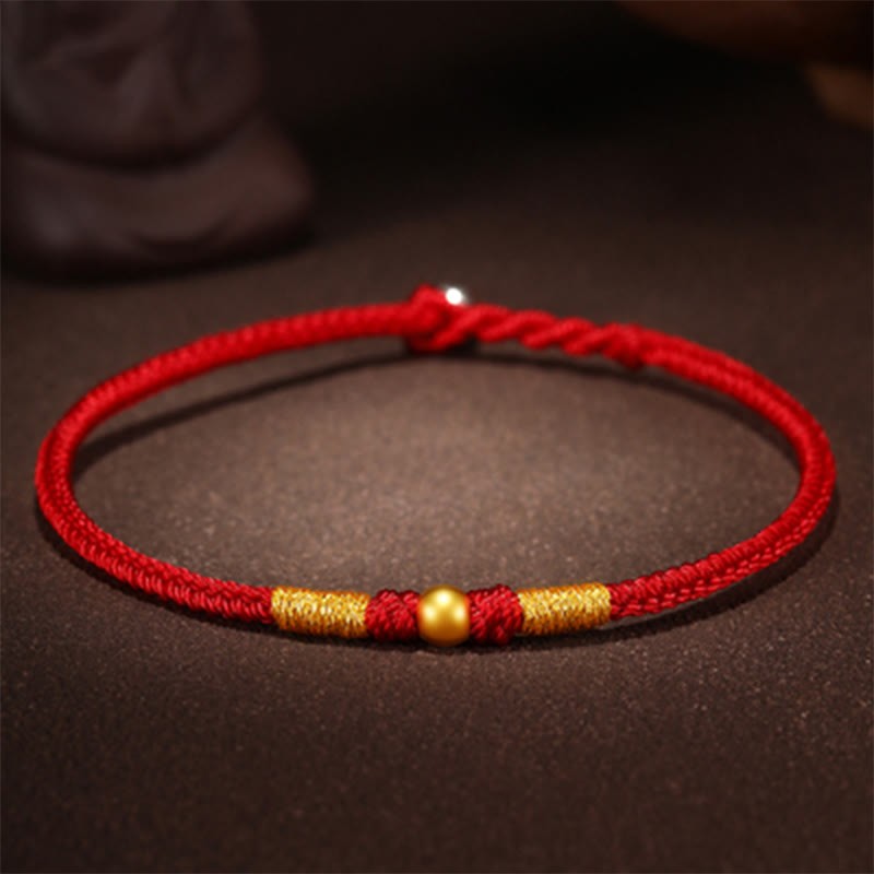 999 Gold Beads Luck King Kong Knot Handmade Braided Protection Bracelet