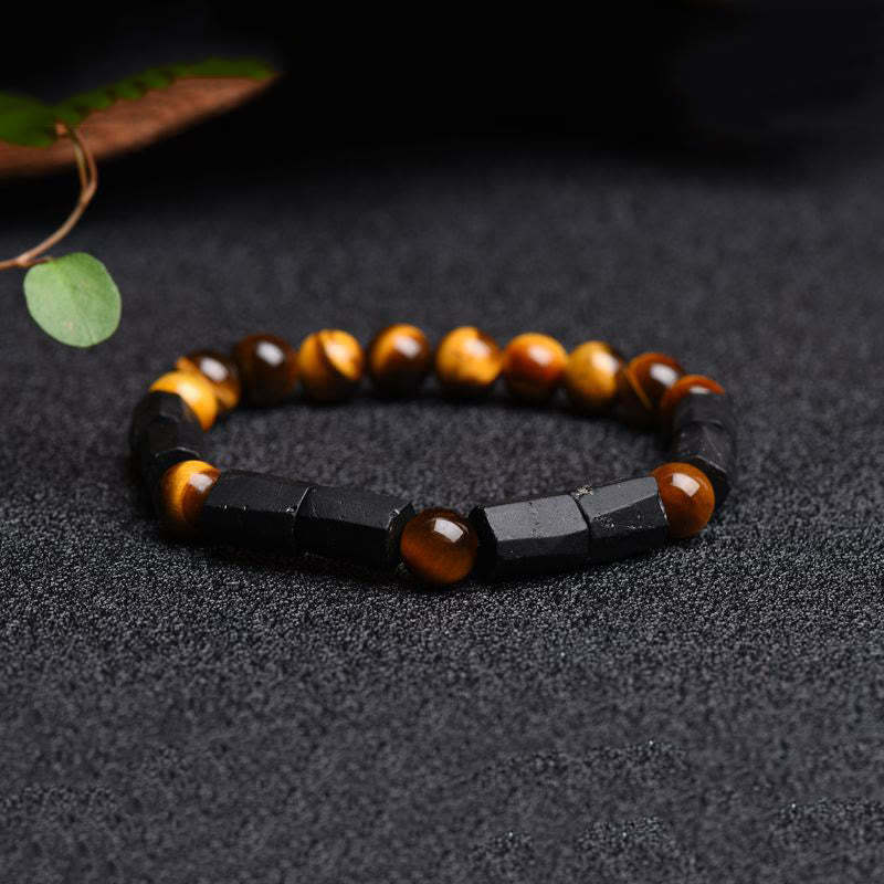 Natural Black Tourmaline Tiger Eye Positive Bracelet