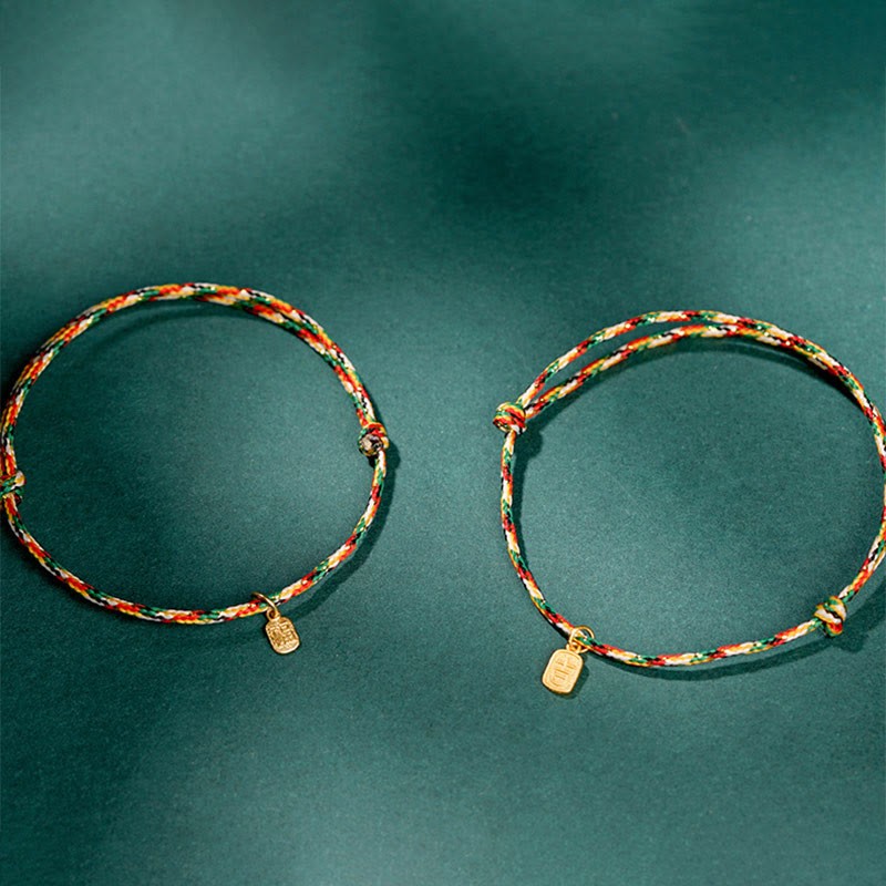 Auspicious Fu Character Peace And Joy Luck Handmade Multicolored Child Adult Bracelet
