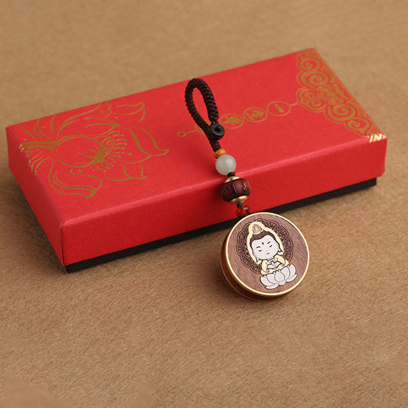 Ebony Wood Rosewood mystic zen Avalokitesvara Om Mani Padme Hum Balance Car Key Chain Decoration