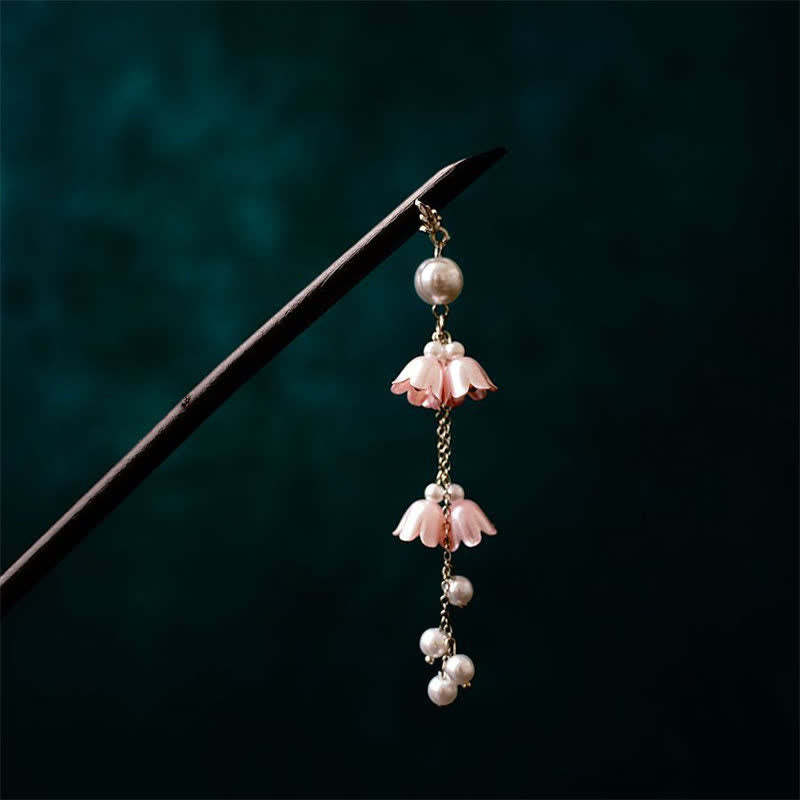 Pearl Flower Leaf Butterfly Happiness Hairpin