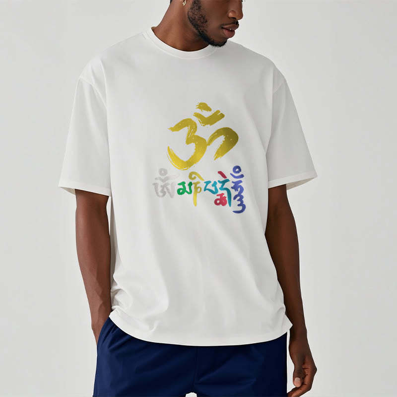 Colorful Om Mani Padme Hum Cotton Tee T-shirt