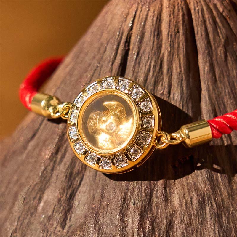 Copper Brass Feng Sheng Shui Qi Rotatable Windmill  Red String Faith Braided Bracelet
