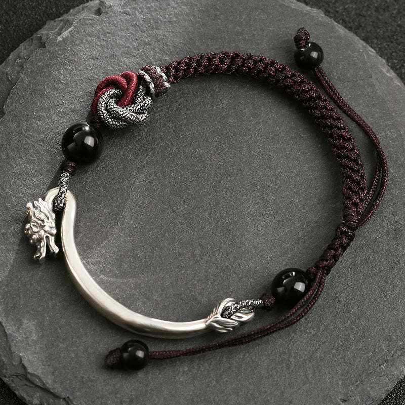 925 Sterling Silver Auspicious Dragon Success Handcrafted Braided Bracelet