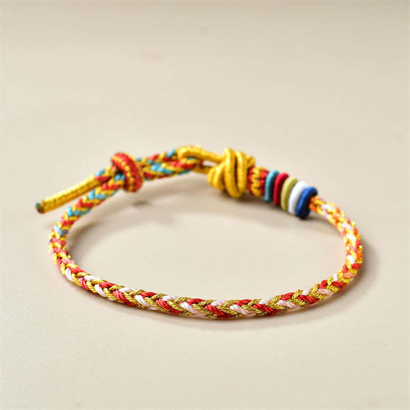 Handcrafted Colorful Gold Healing Braid Rope Bracelet