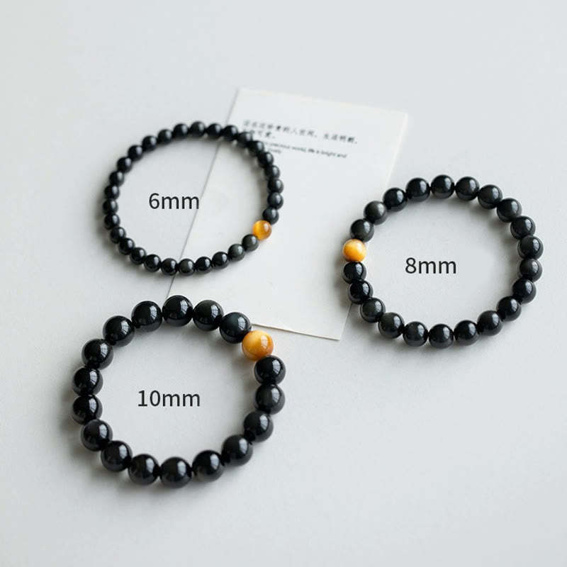 Natural Rainbow Obsidian Tiger Eye Positive Love Bracelet