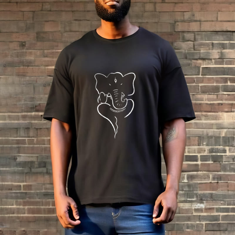 Ganesh Elephant Sketch Pattern Tee T-shirt