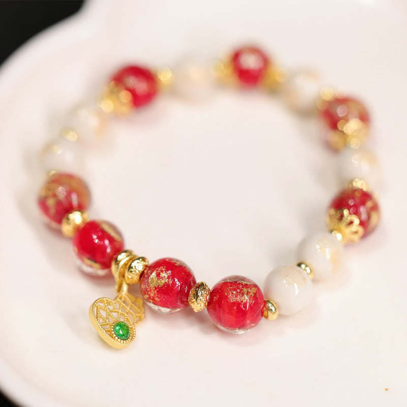 Gourd God Of Wealth Charm Fortune Liuli Glass Bead Incense Ash Porcelain Bead Bracelet