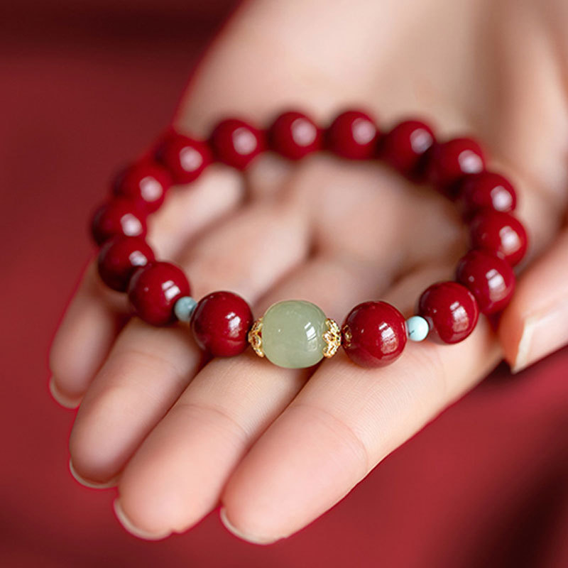 Cinnabar Green Aventurine Fortune Luck Bracelet