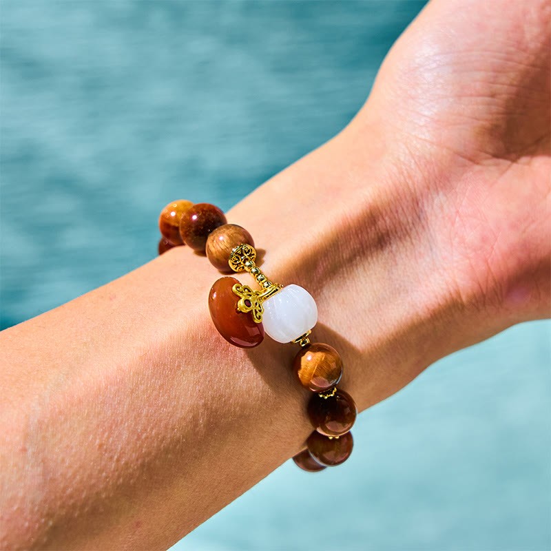 Natural Red Tiger Eye Pumpkin Calm Bracelet