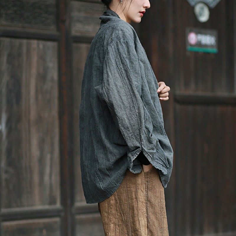 Solid Color Tie Dye Long Sleeve Zen Meditation Open Front Jacket