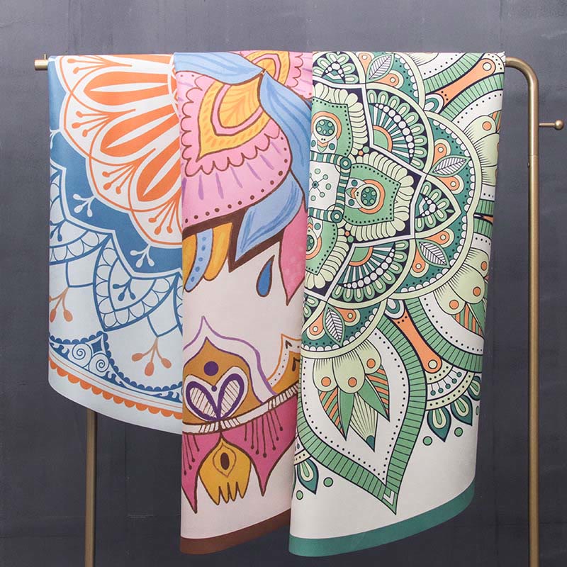 Tibetan Lotus Mandala Enlightenment Foldable Natural Rubber Yoga Mat Decoration