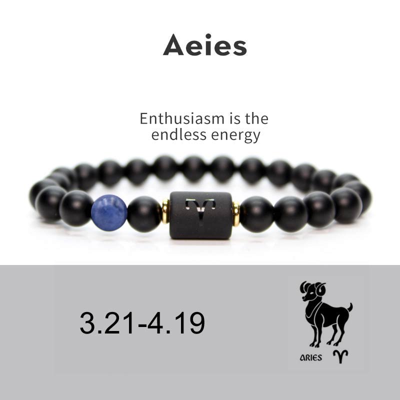 12  Constellations of the Zodiac Black Onyx Adjustable Bracelet