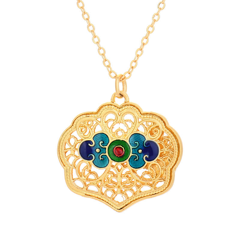 Tibet Auspicious Clouds Copper Luck Necklace Pendant