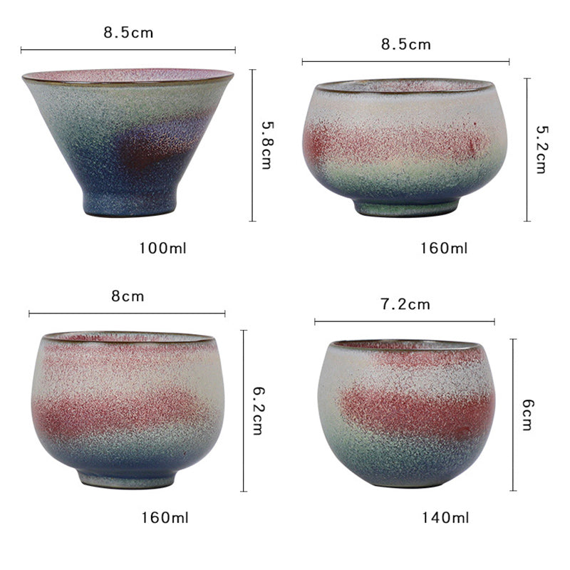 Retro Red Gradient Kiln Change Ceramic Teacup Kung Fu Tea Cup