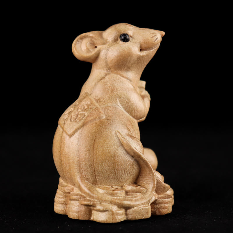 Year Of The Snake Chinese Zodiac Fu Character Peach Wood Home Statue Decoration