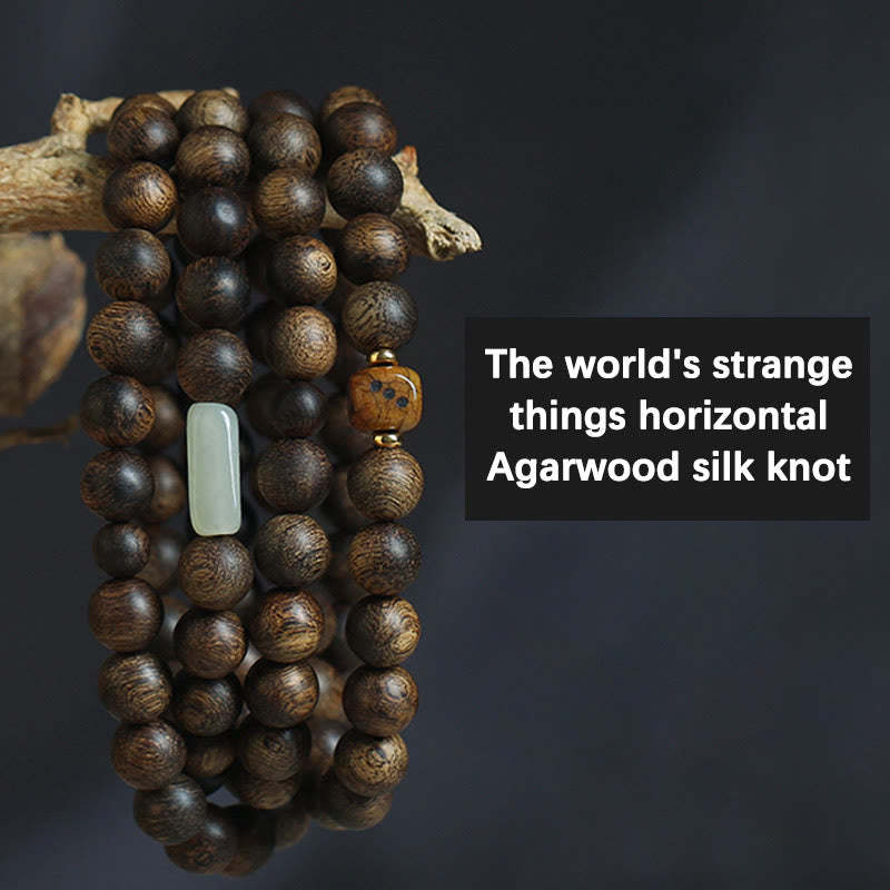 108 Mala Beads Brunei Agarwood Hetian Jade Yak Bone Strength Balance Bracelet