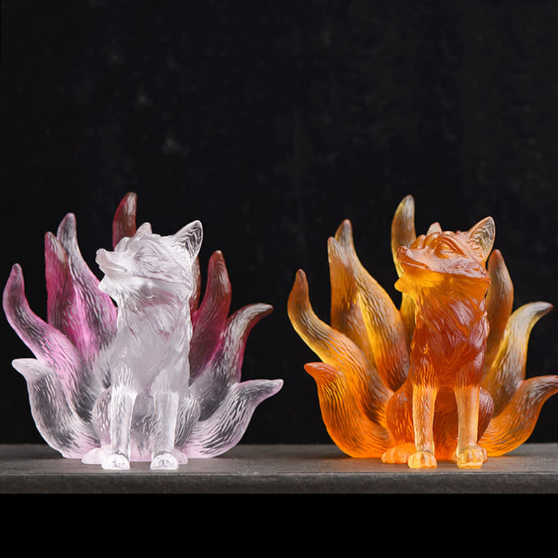 Small Nine Tailed Fox Success Strength Home Figurine Decoration