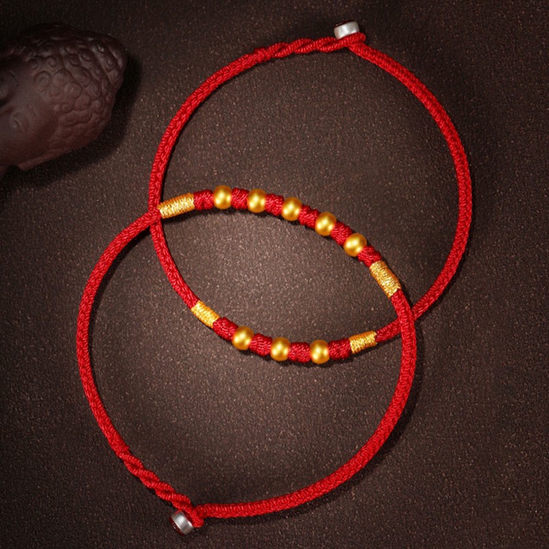 999 Gold Beads Luck King Kong Knot Handmade Braided Protection Bracelet