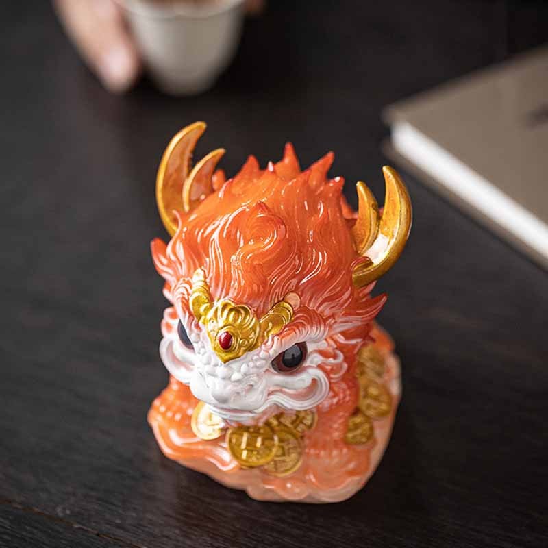Color Changing Small Kirin Resin Tea Pet Home Figurine Decoration