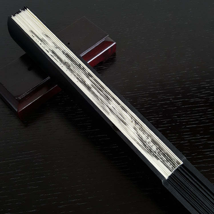 Great Wall Mountains Trees Crane Bamboo Handheld Bamboo Folding Fan 33.5cm