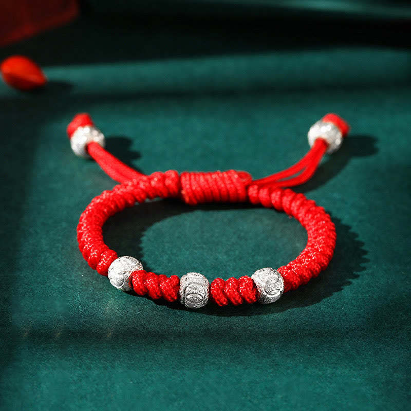 925 Sterling Silver King Kong Knot Multicolored Red String Strength Handmade Braided Kids Child Bracelet