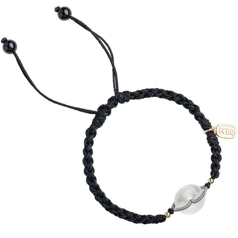 Chalcedony Round Peace Buckle Positive String Bracelet