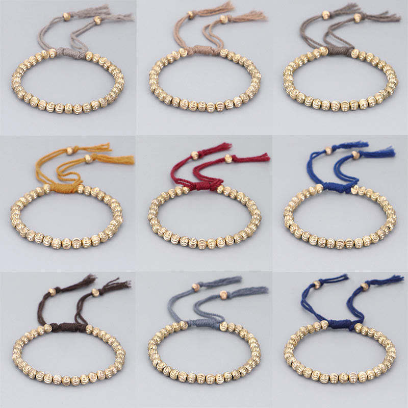 Tibetan Handmade Copper Bead Luck String Bracelet