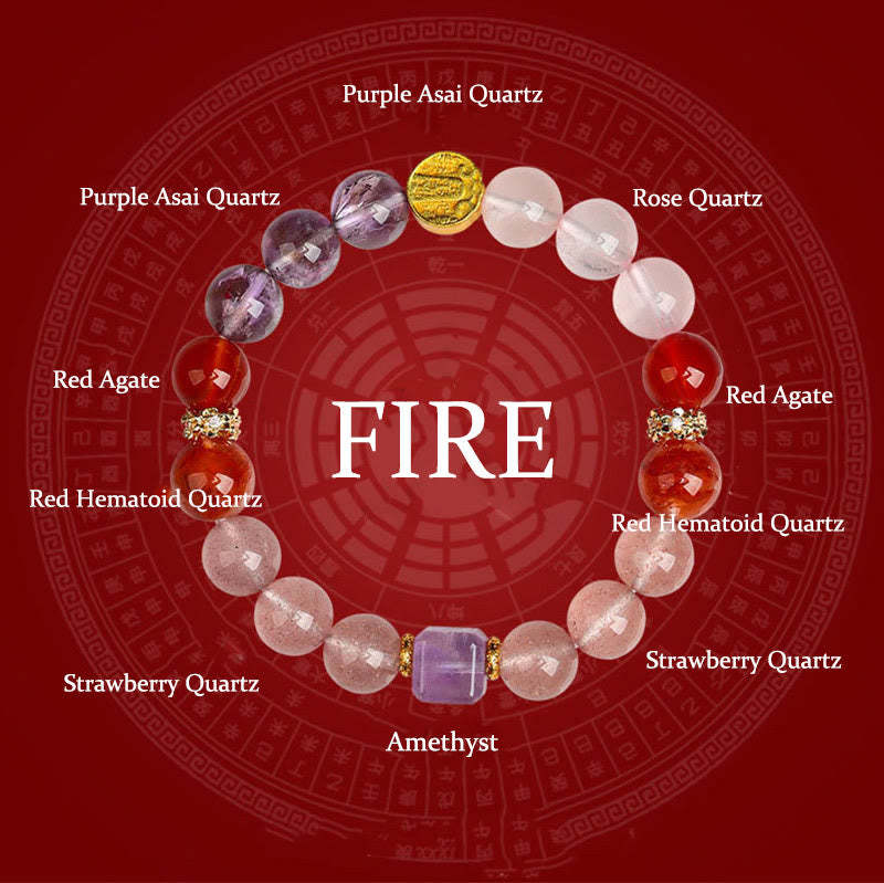 Five Elements Various Agate Crystal Green Phantom Rutilated Quartz Green Grape Agate Malachite Luck Bracelet