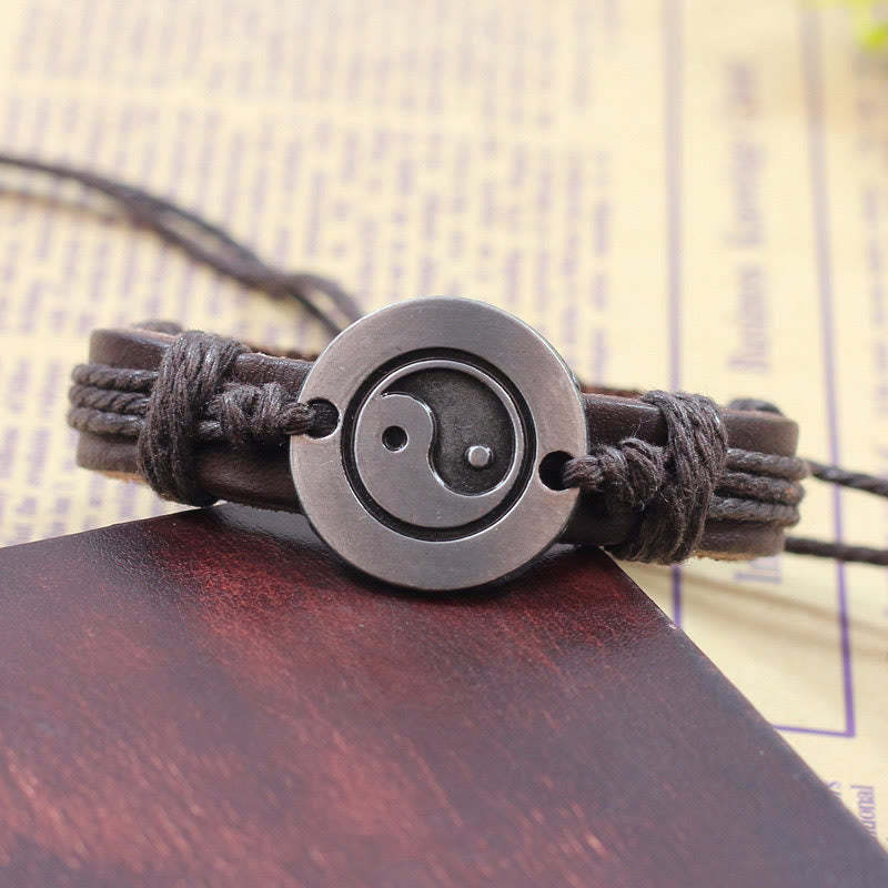 Retro Yin Yang Leather Harmony String Bracelet