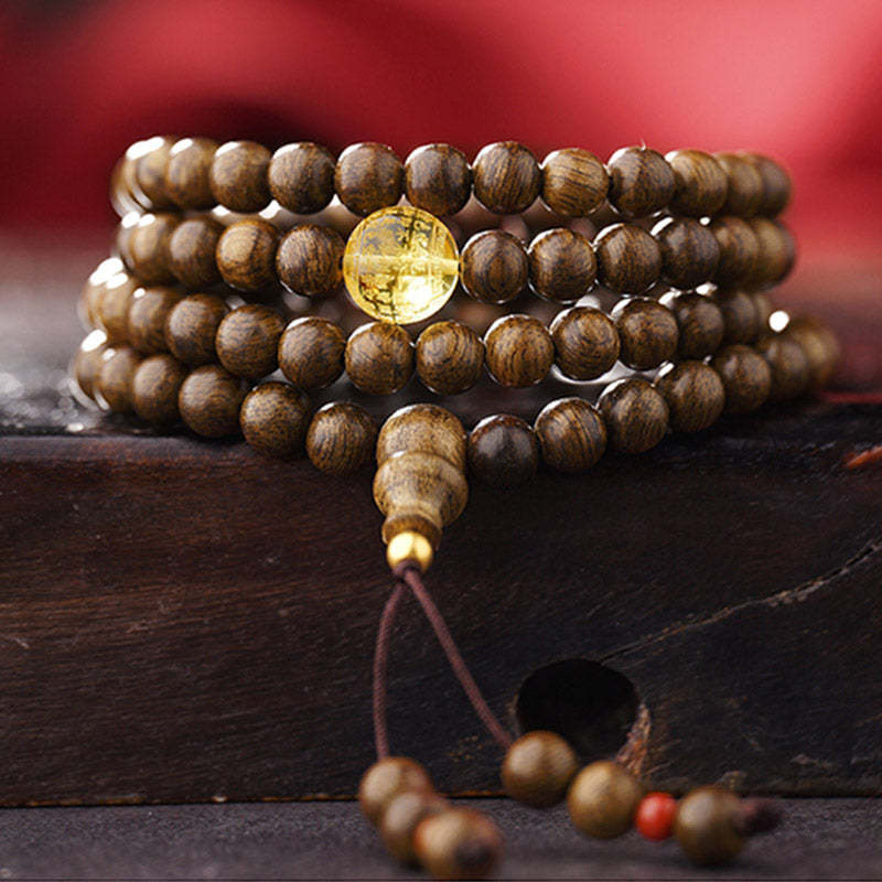 108 Mala Beads 999 Gold Brunei Agarwood Heart Sutra Amber Red Agate Strength Meditation Bracelet