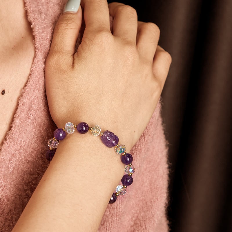 Natural Amethyst Pixiu Crystal Balance Bracelet