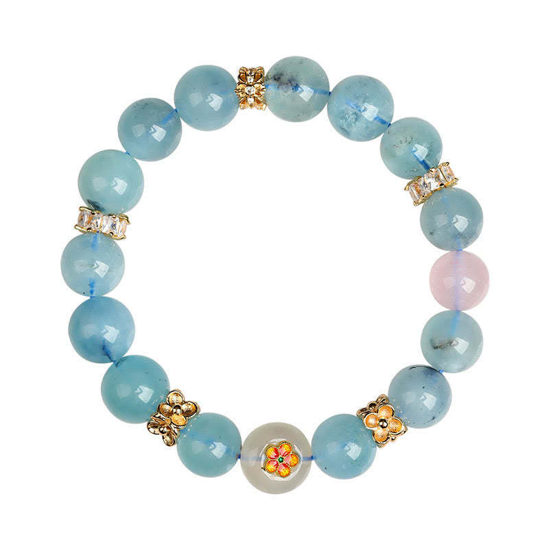 Five Elements Various Agate Crystal Green Phantom Rutilated Quartz Green Grape Agate Malachite Luck Bracelet